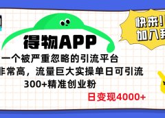 得物APP一个被严重忽略的引流平台,质量非常高流量巨大,实操单日可引流300+精准创业粉,日变现4000+
