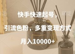 快手快速起号,引流色粉,多重变现方式,月入10000+