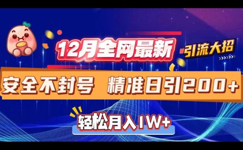 12月全网最新引流大招 安全不封号 日引精准粉200+