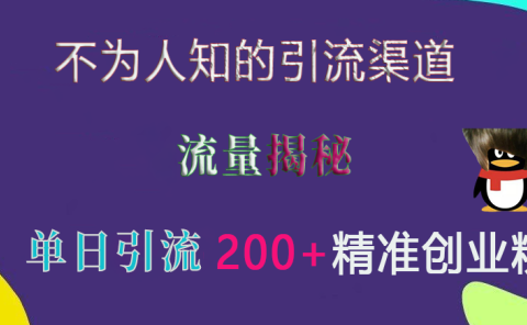 不为人知的引流渠道,流量揭秘,实测单日引流200+精准创业粉