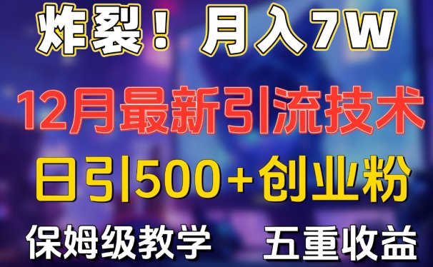 炸裂!月入7W+揭秘12月最新日引流500+精准创业粉,多重收益保姆级教学