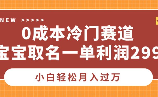 0成本冷门赛道,宝宝取名一单利润299,小白轻松月入过万