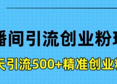 直播间引流创业粉玩法,一天轻松引流500+精准创业粉