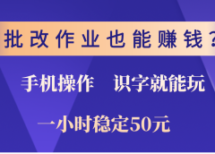 0门槛手机项目,改作业也能赚钱?识字就能玩!一小时稳定50元!