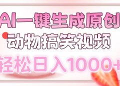AI一键生成原创动物搞笑视频,轻松日入1000+
