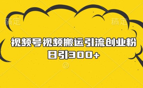 视频号视频搬运引流创业粉,日引300+