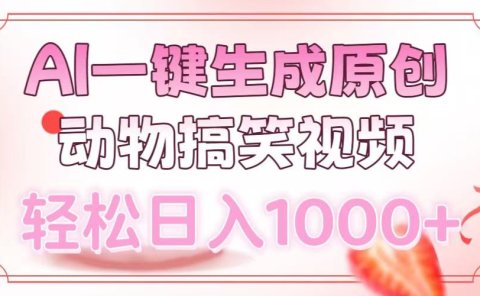 AI一键生成原创动物搞笑视频,轻松日入1000+