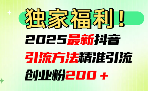 2025最新抖音引流方法每日精准引流创业粉200+