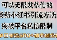 可以无限发私信的最新小红书引流方法,突破平台私信限制,单日引流500+精准创业粉