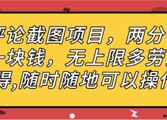评论截图项目，两分钟一块钱，无上限多劳多得，随时随地可以操作