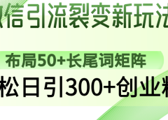 微信引流裂变新玩法:布局50+长尾词矩阵,轻松日引300+创业粉