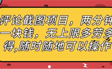 评论截图项目，两分钟一块钱，无上限多劳多得，随时随地可以操作