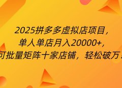 拼多多虚拟项目，0成本无需发货，24小时自动挂机，单人轻松破2万！
