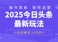 2025今日头条最新玩法，0粉可做，复制粘贴，小白也能日入1000+
