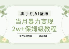 2025年最新蓝海赛道，卖手机AI壁纸，一单4.9，一个月销售5000多份，当月暴力变现2w+保姆级教程