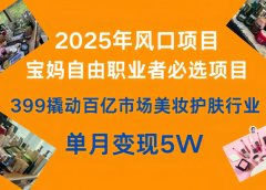399撬动百亿市场美妆护肤行业，2025年风口项目，宝妈，自由职业者必选项目