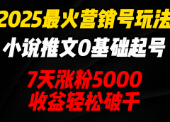 2025最火营销号玩法：小说推文0基础起号，7天涨粉5000，收益轻松破千！