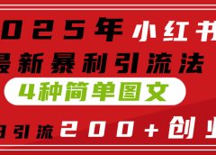 2025年小红书最新暴利引流法,4种简单图文,单号日引流200+创业粉(附无脑抄模板)