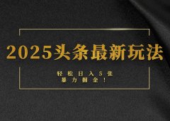 2025头条最新玩法，轻松日入5张，熟练后可日入3000+