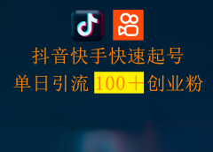 抖音快手快速起号，单日引流100＋创业粉
