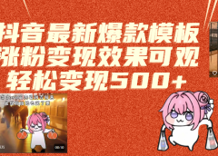 抖音最新爆款模板,涨粉变现效果可观,操作简单,轻松变现500+