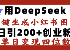 DeepSeek一键生成小红书图文，日引200+创业粉，单日变现四位数