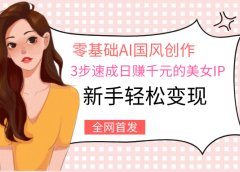 零基础AI国风创作：3步速成日赚千元的美女IP，新手轻松变现