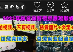 抖音最新视频展现形式，不拍视频、不剪视频、依靠图片+文案助推热门，引爆创业粉