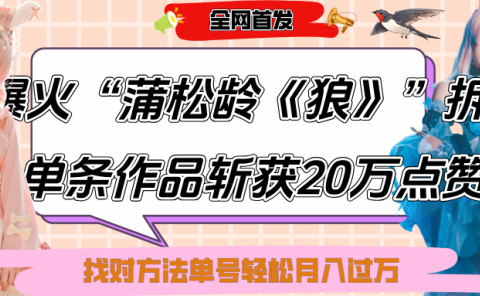 抖音爆火“蒲松龄《狼》”实战拆解,仅6条作品涨粉24W,单条作品收获20万点赞,找对方法轻松起号月入过万