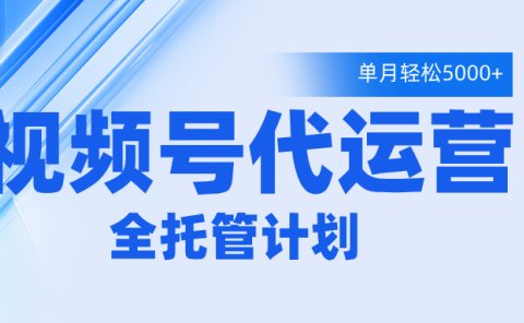 视频号代运营2.0，全程托管招募，单月轻松变现5000+