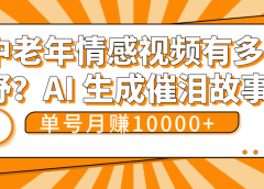中老年情感视频有多野?AI 生成催泪故事,单号月变现10000+