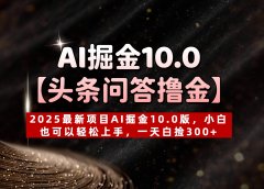 AI掘金10.0【头条问答撸金】2025最新项目AI掘金10.0版，小白也可以轻松上手，一天白捡300+