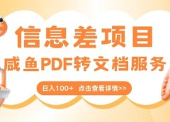 最新信息差项目,咸鱼PDF转文档服务,日入100+