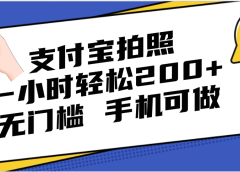 支付宝拍照 一小时轻松200+ 无门槛 有手机就可以做