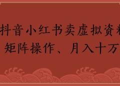 抖音小红书卖虚拟资料矩阵操作、月入十万!