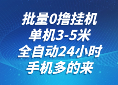 批量0撸全自动挂机,单机3-5米,全自动24小时,手机多的来,不养鸡,无风控,无网络限制