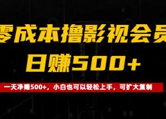0成本撸影视会员,一天净赚500+,小白也可以轻松上手,可扩大复制