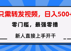 只需要转发视频,0门槛,0投入,新人小白直接上手开干