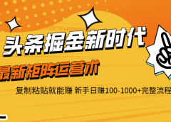 头条掘金新时代 最新矩阵运营术 复制粘贴就能赚 新手日赚100-1000+完整流程