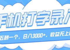 手机打字录入,五秒一个,日入3000+,收益无上限