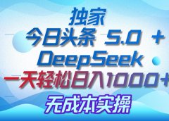 独家揭秘:今日头条 5.0 和 DeepSeek,无成本日入 1000 + 的实操秘诀