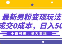 最新男粉变现玩法，高成交0成本，小白可做，轻松日入500+