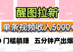 醒图拉新，0 门槛躺赚，五分钟产出爆款，单条视频收入5000+