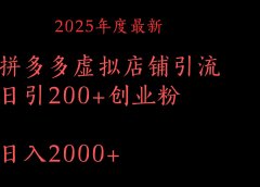 拼多多复制粘贴日引200+付费创业粉,月入6位数最新教程!