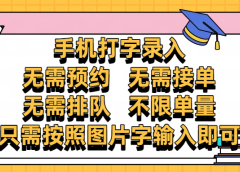 手机打字录入,零门槛24小时都可以做,不需要预约 、不需要接单、不需要排队 、项目不限量,按照图片的字输入即可