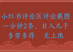 小红书评论区评论截图一分钟2条,日入几千,无上限,多劳多得