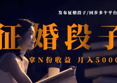 发布征婚段子，同步多个平台，拿N份收益，月入5000+