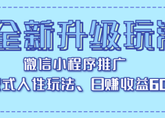 全新升级玩法，微信小程序推广，裂变式人性玩法，日赚收益600+