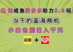最新闲鱼拼多多助力玩法 当下的蓝海商机 新手小白也能轻松操作 实现日入千元