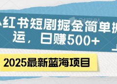 小红书短剧掘金,简单搬运,日赚500+